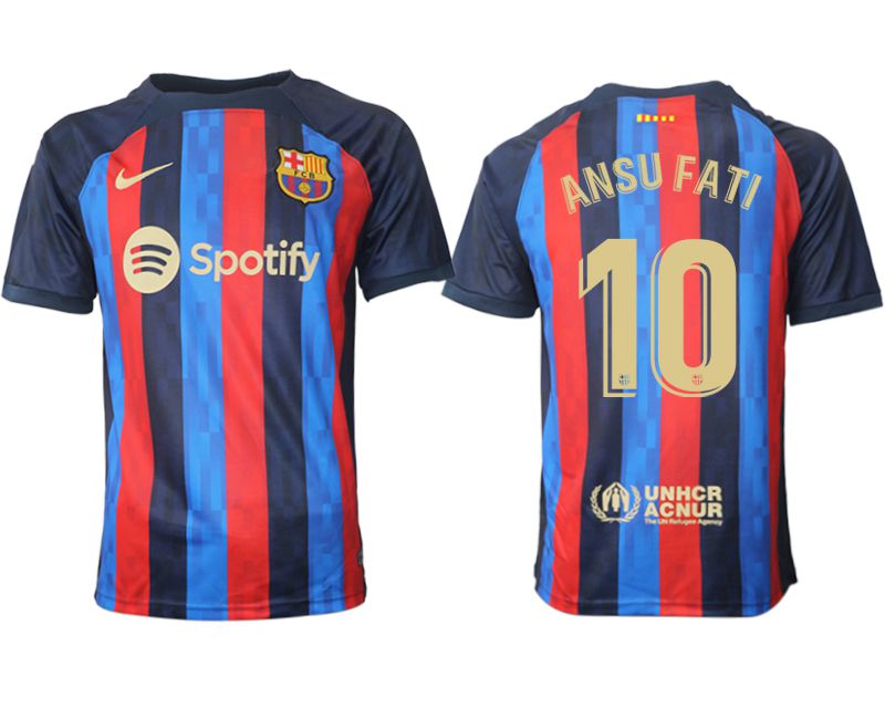 Men 2022-2023 Club Barcelona home aaa version blue #10 Soccer Jersey